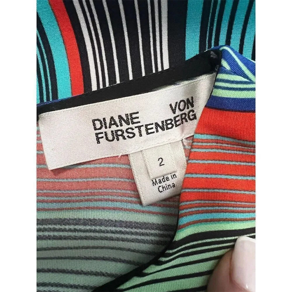 Diane von Furstenberg Women's Striped Knee Length Dress Size 2 Multicolor